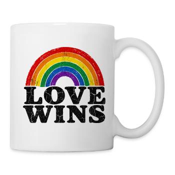L’amour gagne Rainbow Vintage Déclaration Fierté Fans - Mug blanc - blanc - Droite