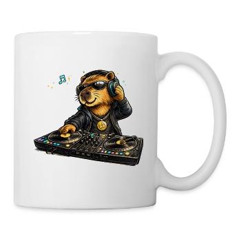 Sweet capybara as a DJ in comic style - Mug - white - Right