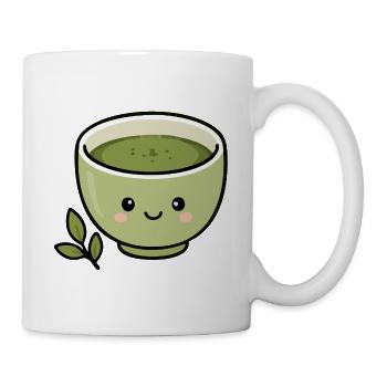 Cute Kawaii Matcha Tea Cup Sticker - Mug - white - Right