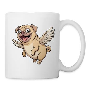 Lustiger Mops Engel mit Flügeln Cartoon - Tasse - Weiß - Rechts