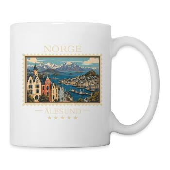 Norwegen Ålesund Vintage Reisemarke - Tasse - Weiß - Rechts