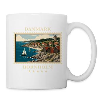 Dänemark Bornholm Vintage Reisemarke - Tasse - Weiß - Rechts