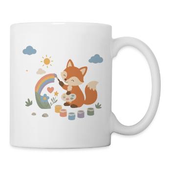 Fox peint un arc-en-ciel - Mug blanc - blanc - Droite
