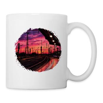 Sonnenuntergang am Bahnsteig - Tasse - Weiß - Rechts