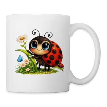 Cuddly ladybugs in a sea of flowers - Mug - white - Right
