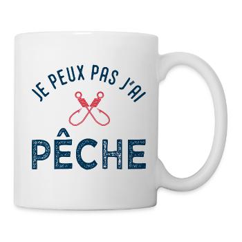 Je peux pas j'ai pêche – T-shirt pêcheur humour - Mug blanc - blanc - Droite