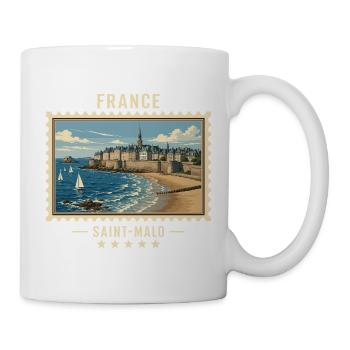 Frankreich Saint-Malo Vintage Reisemarke - Tasse - Weiß - Rechts