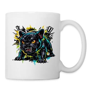  Aggressive Französische Bulldogge Graffiti Motiv - Tasse - Weiß - Rechts