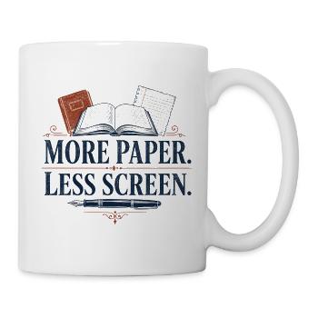 Plus de papier Moins d’écran - Mug blanc - blanc - Droite