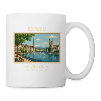 Schweiz Zürich Vintage Reisemarke - Tasse - Weiß - Rechts