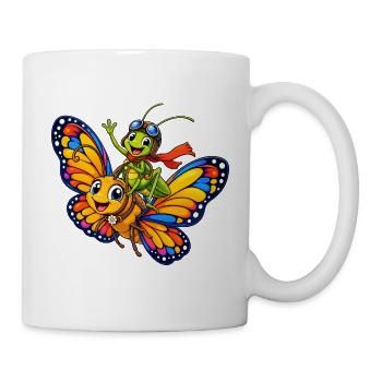 Schmetterling und Grashüpfer - Tasse - Weiß - Rechts