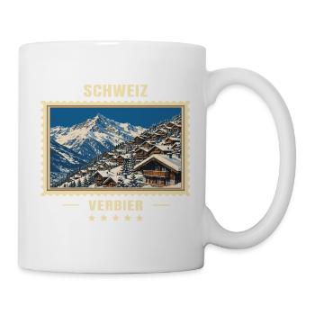 Schweiz Verbier Winter Vintage Reisemarke - Tasse - Weiß - Rechts