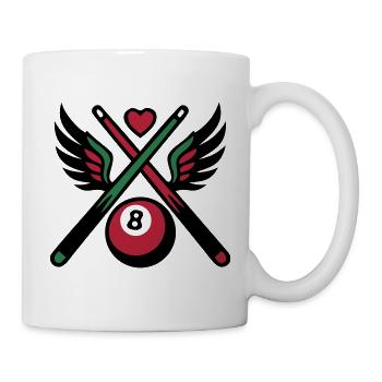 Billard Queue Acht Logo - Tasse - Weiß - Rechts