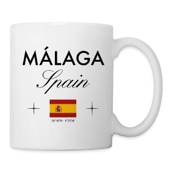 Málaga Spanien Koordinaten Reise Souvenir - Tasse - Weiß - Rechts