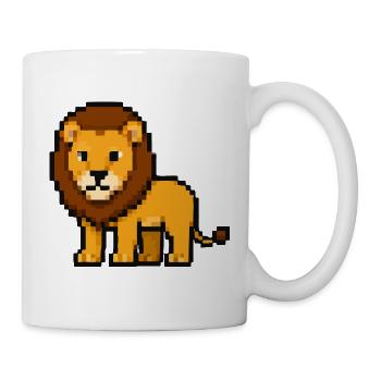 Pixel Löwe 8-Bit Portrait - Tasse - Weiß - Rechts
