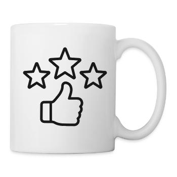 Top-bewertetes Daumen-hoch-Sterne-Liniensymbol - Tasse - Weiß - Rechts