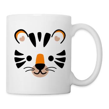 Kleines Tigergesicht Cartoon - Tasse - Weiß - Rechts