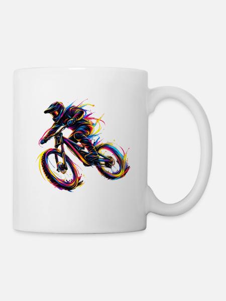 Radfahrer Downhill MTB Mountainbike Rad - Tasse - Weiß