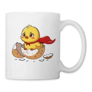 Niedliche Superhelden-Küken-Schlüpfen-Illustration - Tasse - Weiß - Rechts