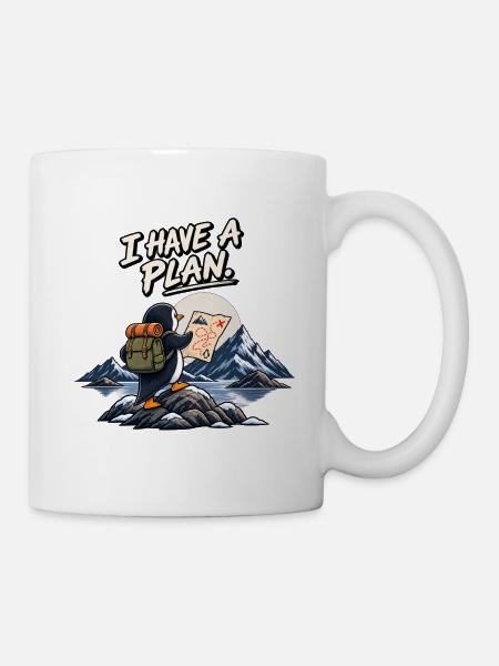 Pinguin-Abenteuer – Ich habe einen Plan - Tasse - Weiß