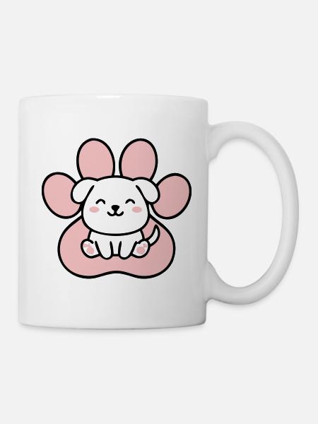 Welpe Hundepfote Grafik - Tasse - Weiß
