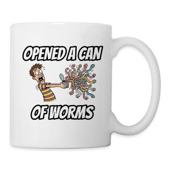 Hat eine Büchse der Pandora geöffnet – lustige Idiom-Zeichentrickserie - Tasse - Weiß - Rechts