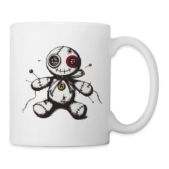 Genähte Voodoo Puppe - Tasse - Weiß - Rechts