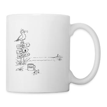 Möwe Am Strand Nordsee Strandurlaub Ferien - Tasse - Weiß - Rechts