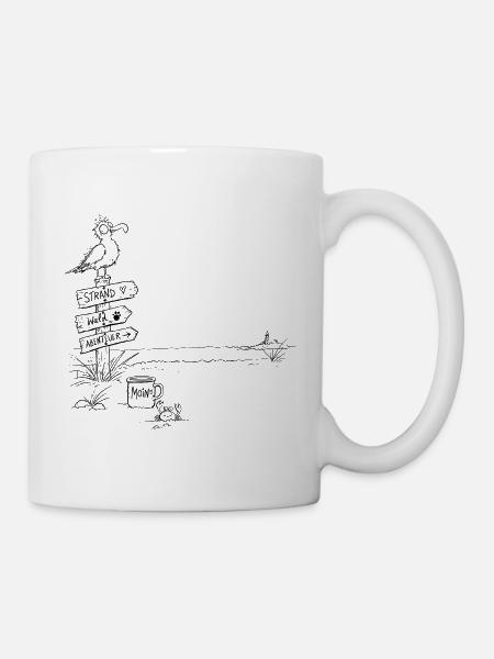 Möwe Am Strand Nordsee Strandurlaub Ferien - Tasse - Weiß