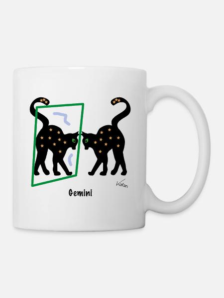 Sternzeichen-Bild Zwilling, Abstraktion - Tasse - Weiß