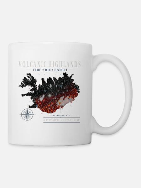 Island Vulkan Lava Karte Kompass - Tasse - Weiß