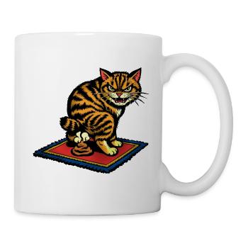 Tiger-Katze auf rotem Teppich: Rache ist süß! - Tasse - Weiß - Rechts