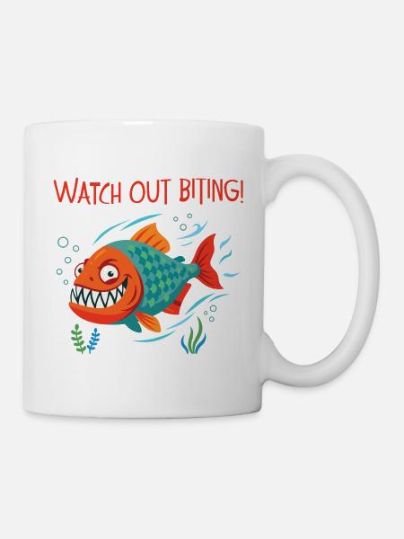 Piranha: Lächeln und Warnen... - Tasse - Weiß