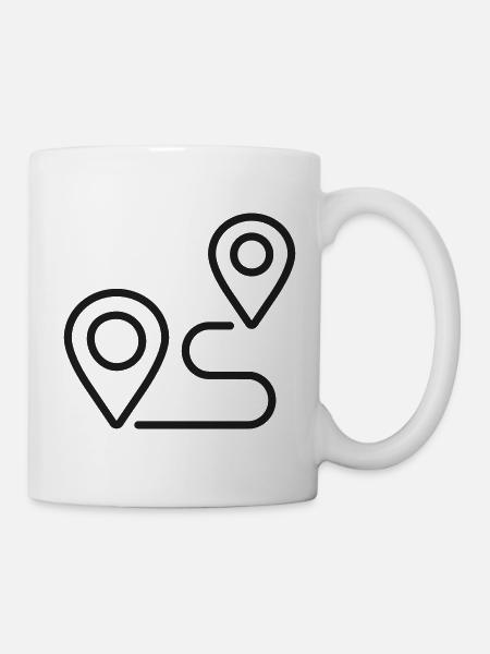 GPS-Routen-Navigationslinien-Symbol - Tasse - Weiß