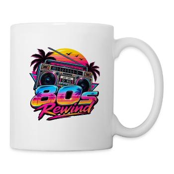 80s Rewind Neon Boombox - Tasse - Weiß - Rechts