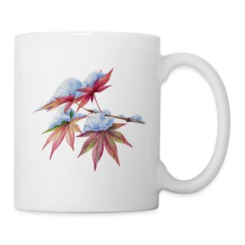 Japanischer Ahorn im Schnee Aquarell Winterblätter - Tasse - Weiß - Rechts