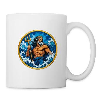 Poseidon im Sturm: Meeresgott im Kreis - Tasse - Weiß - Rechts