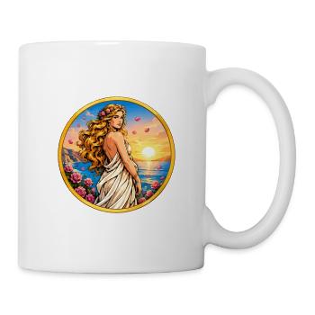 Sonnenuntergangsgöttin mit Rosen - Tasse - Weiß - Rechts