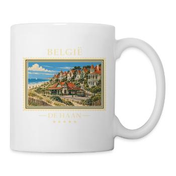 Belgien De Haan Vintage Reisemarke - Tasse - Weiß - Rechts