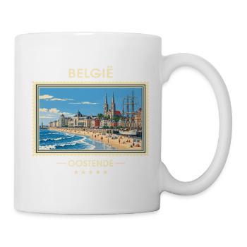 Belgien Ostende Vintage Reisemarke - Tasse - Weiß - Rechts