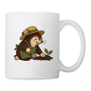 Maulwurf-Gärtner pflanzt einen Setzling - Tasse - Weiß - Rechts