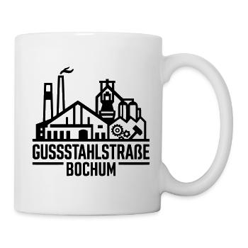 Gussstahlstraße Bochum Ruhrpott Industrie T-Shirt - Tasse - Weiß - Rechts