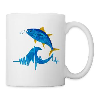 Passion Angeln Herzfrequenz – Angelherzschlag - Tasse - Weiß - Rechts