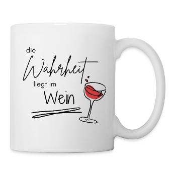 Die Wahrheit liegt im Wein – Weinspruch - Tasse - Weiß - Rechts