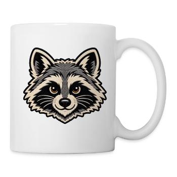 Waschbärkopf im Patch-Look  - Tasse - Weiß - Rechts