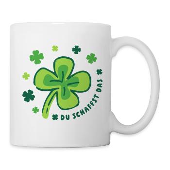Du schaffst das! Glücksklee Glücksbringer - Tasse - Weiß - Rechts