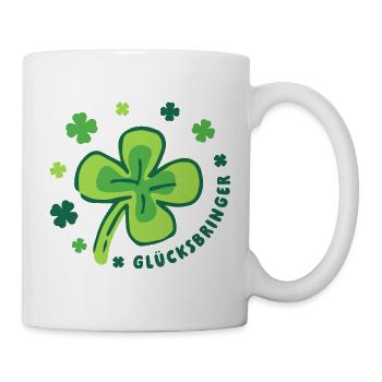 Glücksbringer – Kleeblatt - Mutmacher - Tasse - Weiß - Rechts