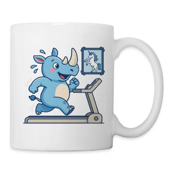  Nashorn Beim Lauftraining Mit Einhorn Fitness - Tasse - Weiß - Rechts