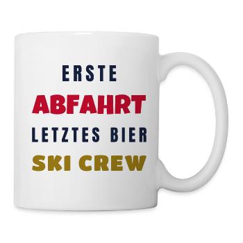 Erste Abfahrt letztes Bier Ski Crew Winter - Tasse - Weiß - Rechts