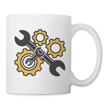Schraubenschluessel Zahnraeder Grafik - Tasse - Weiß - Rechts